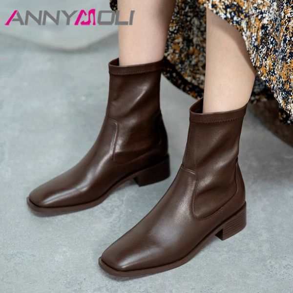 boots annymoli women short shoes real leather mid heel ankle square toe thick heels slip on stretch autumn winter 40, Black
boots annymoli women short shoes real leather mid heel ankle square toe thick heels slip on stretch autumn winter 40, Black