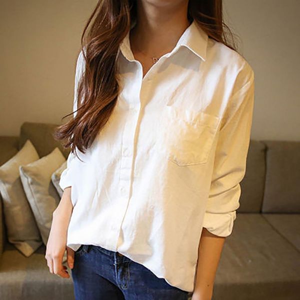 blusas mujer de moda 2021 womens spring white blouse long sleeve korean loose leisure pure color shirt
blusas mujer de moda 2021 womens spring white blouse long sleeve korean loose leisure pure color shirt