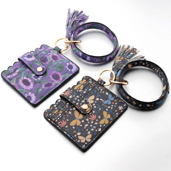 card holders fashion multi-purpose pu leather flower printed wallet bracelet rings women key chain wristlet, Brown;gray
card holders fashion multi-purpose pu leather flower printed wallet bracelet rings women key chain wristlet, Brown;gray
