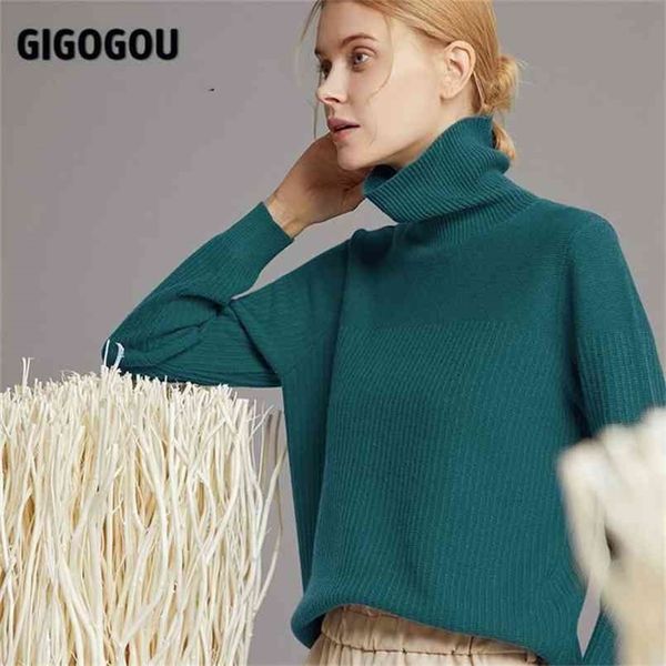 gigogou wool women turtleneck sweater chic autumn winter soft warm knitted pullover femme jumper cashmere 210914, White;black
gigogou wool women turtleneck sweater chic autumn winter soft warm knitted pullover femme jumper cashmere 210914, White;black