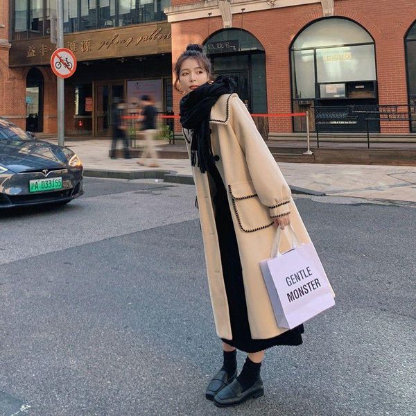 women's wool & blends puff sleeve woolen coat autumn winter 2021 mid-length oversize slim shorty girl gentle elegant windbreaker, Black
women's wool & blends puff sleeve woolen coat autumn winter 2021 mid-length oversize slim shorty girl gentle elegant windbreaker, Black