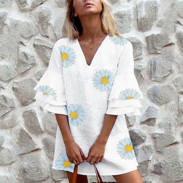 women's swimwear breathable dress summer v-neck flared sleeve cake stitching cotton and linen printed mini fashion 2021, White;black
women's swimwear breathable dress summer v-neck flared sleeve cake stitching cotton and linen printed mini fashion 2021, White;black