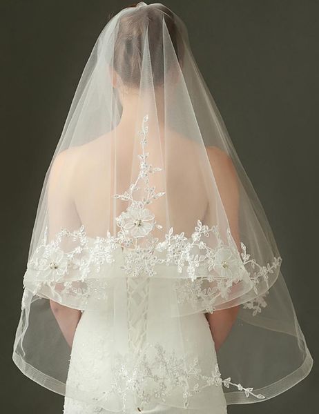 bridal veils tanpell ivory appliques beading flowers wedding veil edge short two layers, Black
bridal veils tanpell ivory appliques beading flowers wedding veil edge short two layers, Black