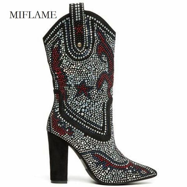 boots 2021 winted rhinestone chunky heels women's glitter mid calf ladies fashion pointed toe super high, Black
boots 2021 winted rhinestone chunky heels women's glitter mid calf ladies fashion pointed toe super high, Black