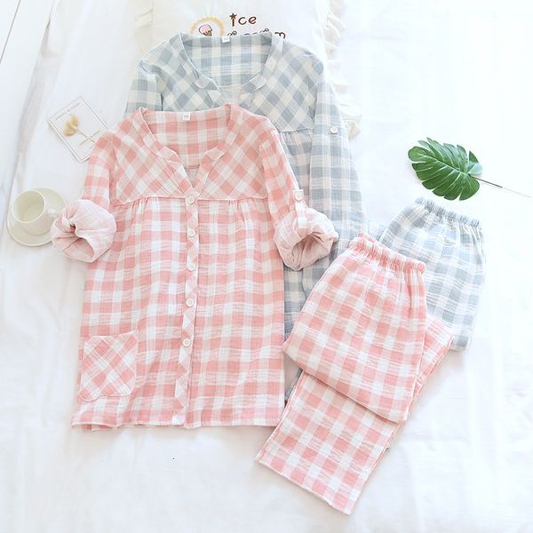 2021 new ladies' 100% cotton double-layer gauze pajamas simple lattice long-sleeved trousers home service soft and breathable y1qc, Black;brown
2021 new ladies' 100% cotton double-layer gauze pajamas simple lattice long-sleeved trousers home service soft and breathable y1qc, Black;brown