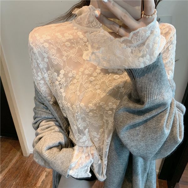 new lace bottoming shirt women's 2021 western autumn and winter korean sweater with half-collar hollow princess style 3i4l, White
new lace bottoming shirt women's 2021 western autumn and winter korean sweater with half-collar hollow princess style 3i4l, White