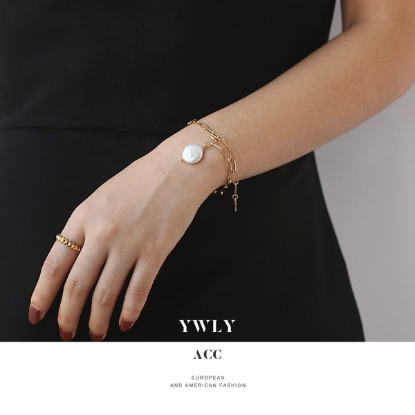 thick chain bracelet women's adjustable simple baroque shaped pearl with net red jewelry ywly, Silver
thick chain bracelet women's adjustable simple baroque shaped pearl with net red jewelry ywly, Silver