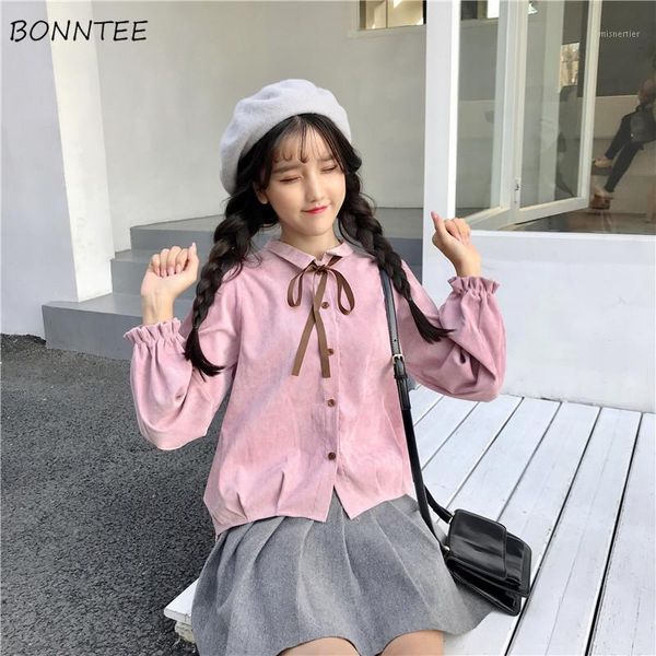 shirts women bow solid lantern sleeve simple all-match korean sweet shirt womens corduroy single breasted loose blouses kawaii women's, White
shirts women bow solid lantern sleeve simple all-match korean sweet shirt womens corduroy single breasted loose blouses kawaii women's, White
