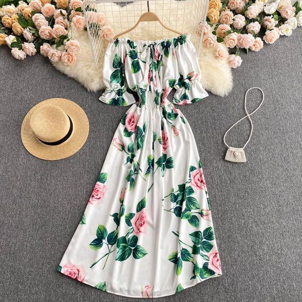 casual dresses 2021 women's summer dress french resort style collar printed puff sleeves waist female slim de221, Black;gray
casual dresses 2021 women's summer dress french resort style collar printed puff sleeves waist female slim de221, Black;gray