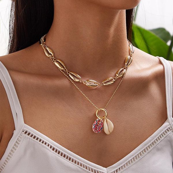chains fashion personality classic women's natural shell pendant alloy chain double layer necklace, Silver
chains fashion personality classic women's natural shell pendant alloy chain double layer necklace, Silver