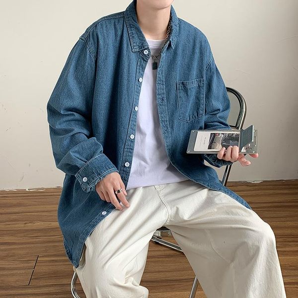 men's casual shirts autumn cotton denim shirt fashion pocket blue men streetwear korean loose long-sleeved mens s-3xl, White;black
men's casual shirts autumn cotton denim shirt fashion pocket blue men streetwear korean loose long-sleeved mens s-3xl, White;black