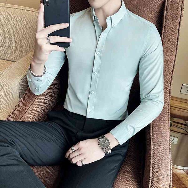 men shirts solid color business formal dress shirts long sleeve casual slim shirt social party chemise homme 210527, White;black
men shirts solid color business formal dress shirts long sleeve casual slim shirt social party chemise homme 210527, White;black