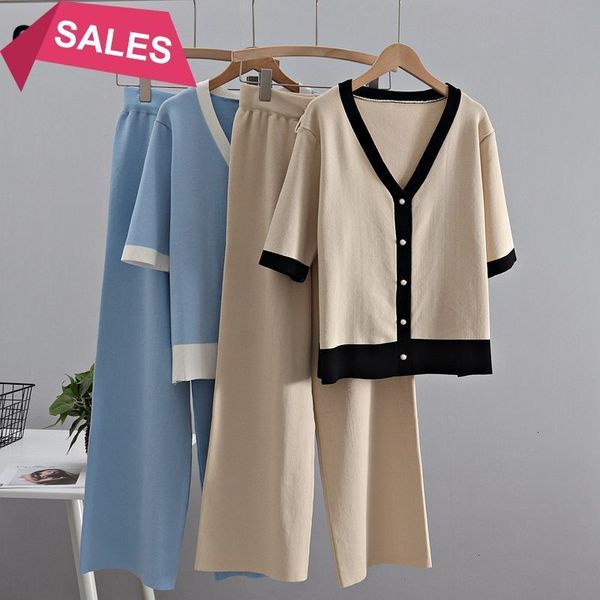 spring 2021 new tracksuits sets wide leg pants suits for knitted half sleeve two piece set cardigan women outfits nlos, White
spring 2021 new tracksuits sets wide leg pants suits for knitted half sleeve two piece set cardigan women outfits nlos, White
