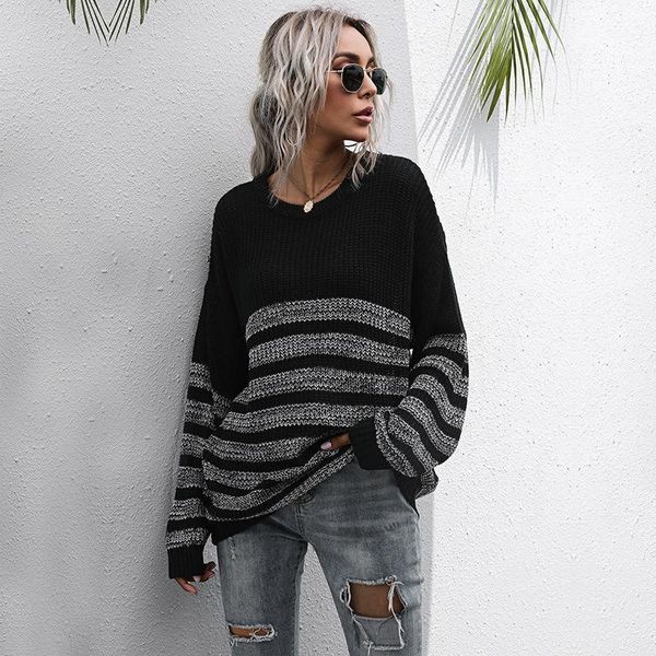women loose knitted sweater long sleeve jumpers pullovers sweaters casual autumn winter women's, White;black
women loose knitted sweater long sleeve jumpers pullovers sweaters casual autumn winter women's, White;black