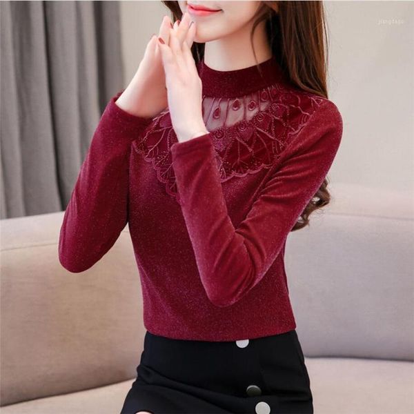 women 2021 autumn winter blouse mesh shirt warm lady velvet thick lace shirts female blouses plus size e285 women's, White
women 2021 autumn winter blouse mesh shirt warm lady velvet thick lace shirts female blouses plus size e285 women's, White