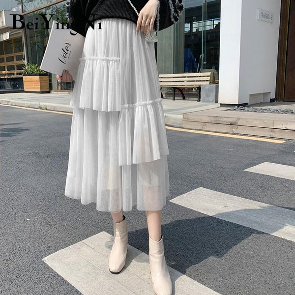 skirts beiyingni 2021 fashion tutu skirt women solid color casual korean mesh ladies midi tulle irregular elastic waist saia, Black
skirts beiyingni 2021 fashion tutu skirt women solid color casual korean mesh ladies midi tulle irregular elastic waist saia, Black