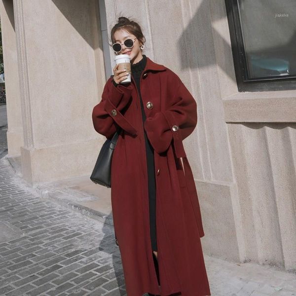 autumn winter solid women casual woolen coat female long windbreaker jackets button korean wool coat oversized overcoats1, Black
autumn winter solid women casual woolen coat female long windbreaker jackets button korean wool coat oversized overcoats1, Black
