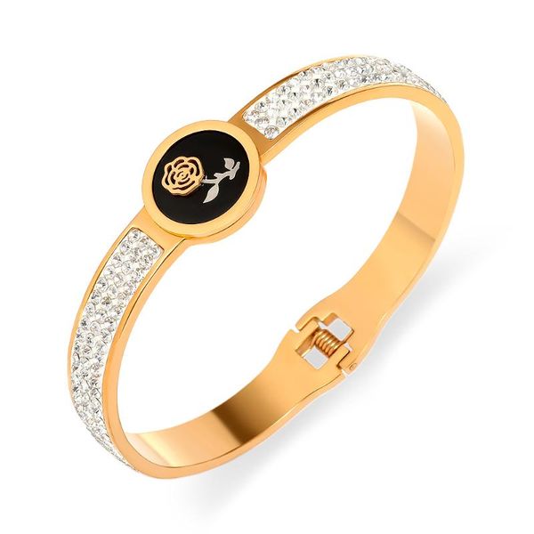bangle 2021 lastest beautiful flower gold bracelet for women titanium steel black enamel white rhinestone bracelets punk jewelry
bangle 2021 lastest beautiful flower gold bracelet for women titanium steel black enamel white rhinestone bracelets punk jewelry