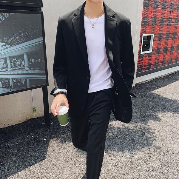 men's suits & blazers young medium length black blazer loose handsome windbreaker dashing 2021 coat, White;black
men's suits & blazers young medium length black blazer loose handsome windbreaker dashing 2021 coat, White;black