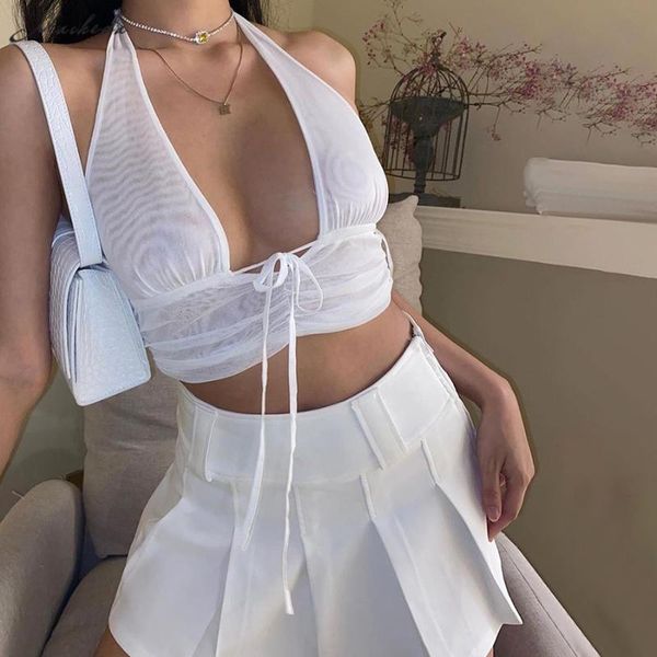 women's tanks & camis macheda fashion backless deep v crop women mesh solid halter sleeveless lace up clothing street casual lady s, White
women's tanks & camis macheda fashion backless deep v crop women mesh solid halter sleeveless lace up clothing street casual lady s, White