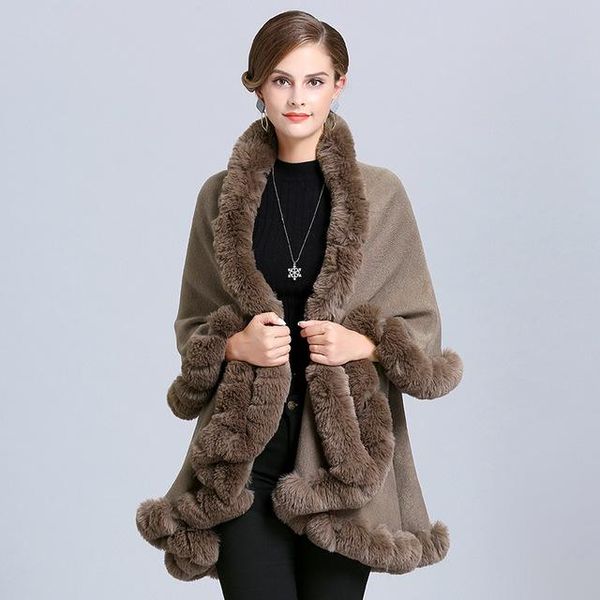 women's fur & faux 2021 winter europe oversize loose imitation collar knit coat female bat sleeve cardigan shawl cloak jackets f208, Black
women's fur & faux 2021 winter europe oversize loose imitation collar knit coat female bat sleeve cardigan shawl cloak jackets f208, Black