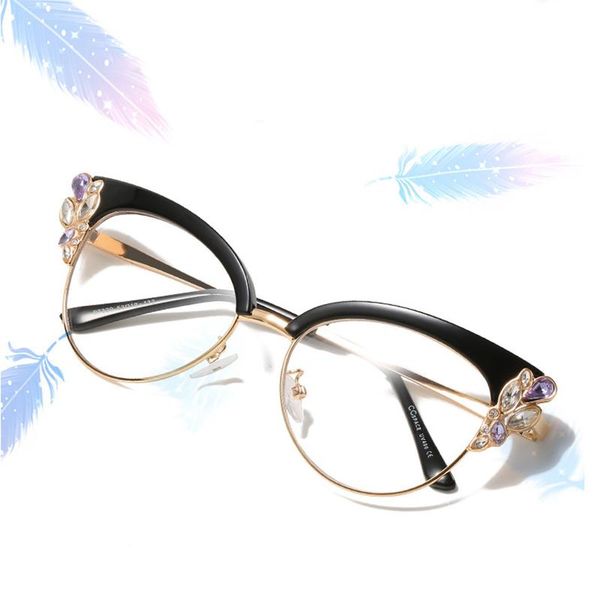 sunglasses diamond blue light blocking clear oversized glasses cat eye anti ray flat lens for women, White;black
sunglasses diamond blue light blocking clear oversized glasses cat eye anti ray flat lens for women, White;black