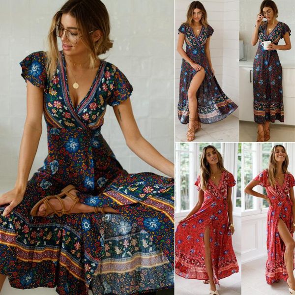 women's swimwear vintage cardigan waist dresses cover up women floral clothes short sleeve boho maxi long split dress, White;black
women's swimwear vintage cardigan waist dresses cover up women floral clothes short sleeve boho maxi long split dress, White;black
