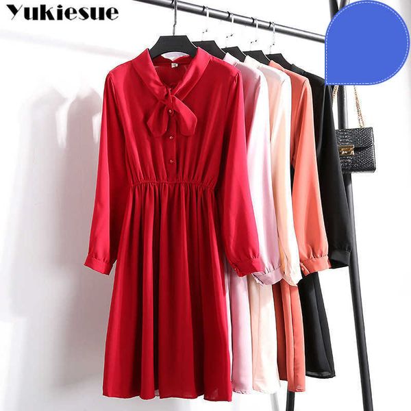 korean fashion women chiffon dresses spring autumn solid high waist long sleeve with bow casual a-line 210608, Black;gray
korean fashion women chiffon dresses spring autumn solid high waist long sleeve with bow casual a-line 210608, Black;gray