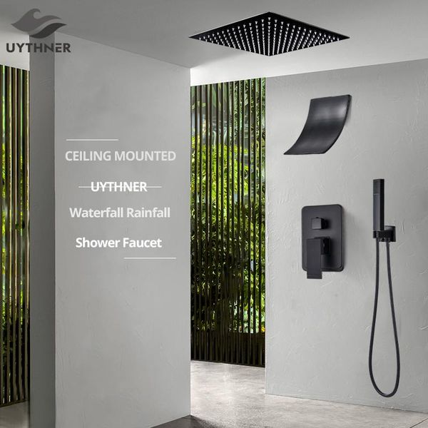 bathroom shower sets faucet matte black rainfall head bath ceiling mounted waterfall bathtub mixer tap set
bathroom shower sets faucet matte black rainfall head bath ceiling mounted waterfall bathtub mixer tap set