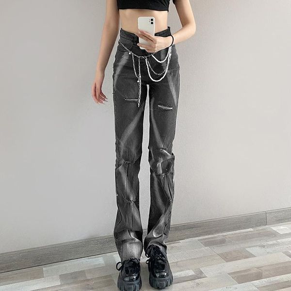 women's jeans slimming printed straight-leg ripped high waist casual street style punk aesthetics skinny y2k streetwear trousers, Blue
women's jeans slimming printed straight-leg ripped high waist casual street style punk aesthetics skinny y2k streetwear trousers, Blue