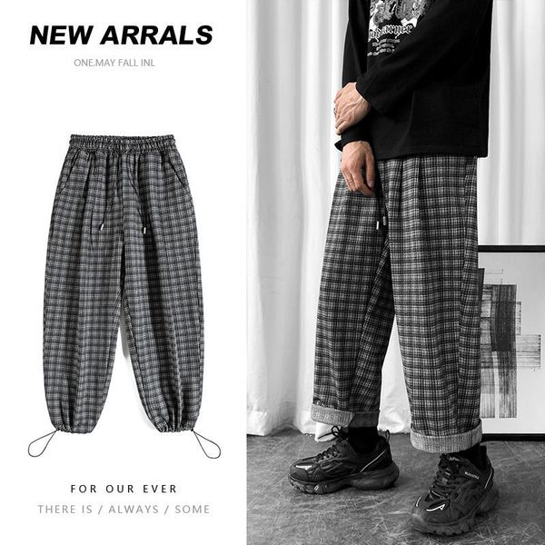 2021 new spring cotton plaid men's fashion retro casual men streetwear korean hip-hop straight wide-leg pants mens trousers r2e7, Black
2021 new spring cotton plaid men's fashion retro casual men streetwear korean hip-hop straight wide-leg pants mens trousers r2e7, Black