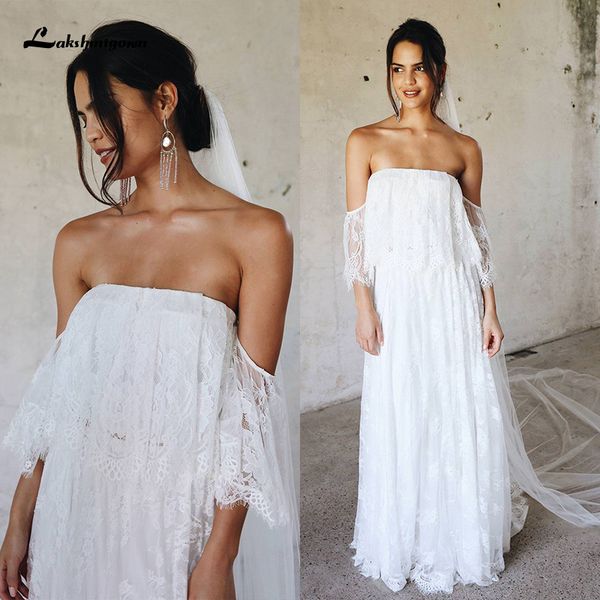 2021 new full lace wedding es off the shoulder ruffles a line bridal gowns beach boho robes de marie plus size vysl, White
2021 new full lace wedding es off the shoulder ruffles a line bridal gowns beach boho robes de marie plus size vysl, White