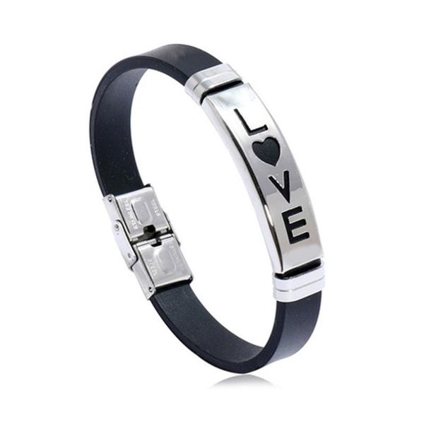 charm bracelets european and american fashion stainless steel silicone personalized student couple bracelet jewelry, Golden;silver
charm bracelets european and american fashion stainless steel silicone personalized student couple bracelet jewelry, Golden;silver