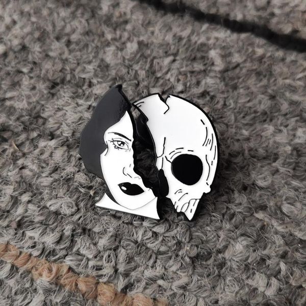 pins, brooches 2pcs/set dead lovers woman skeleton face enamel pins custom skull clothes bag lapel shirt badge punk cool jewelry gift, Gray
pins, brooches 2pcs/set dead lovers woman skeleton face enamel pins custom skull clothes bag lapel shirt badge punk cool jewelry gift, Gray