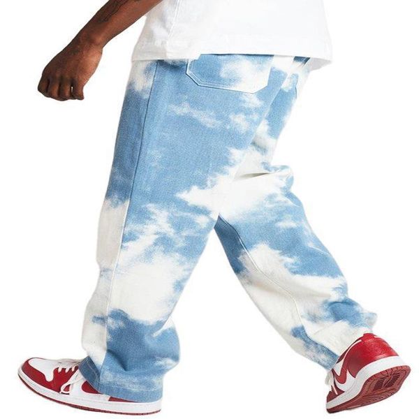 Tie-Dye Printed Straight Jeans Men Washed Pockets Full Length Denim Panelled Pants Male Four Seasons 2021, Blue
Tie-Dye Printed Straight Jeans Men Washed Pockets Full Length Denim Panelled Pants Male Four Seasons 2021, Blue