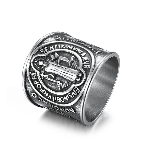 cluster rings retro vintage stainless steel ring christian saint benedict exorcism holy brand faith for men quality, Golden;silver
cluster rings retro vintage stainless steel ring christian saint benedict exorcism holy brand faith for men quality, Golden;silver