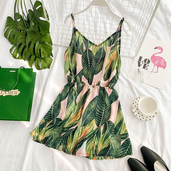 women's jumpsuits & rompers 2021 tropical plant leaf printed jumpsuit v collar thin beach playsuits overalls for women e542, Black;white
women's jumpsuits & rompers 2021 tropical plant leaf printed jumpsuit v collar thin beach playsuits overalls for women e542, Black;white