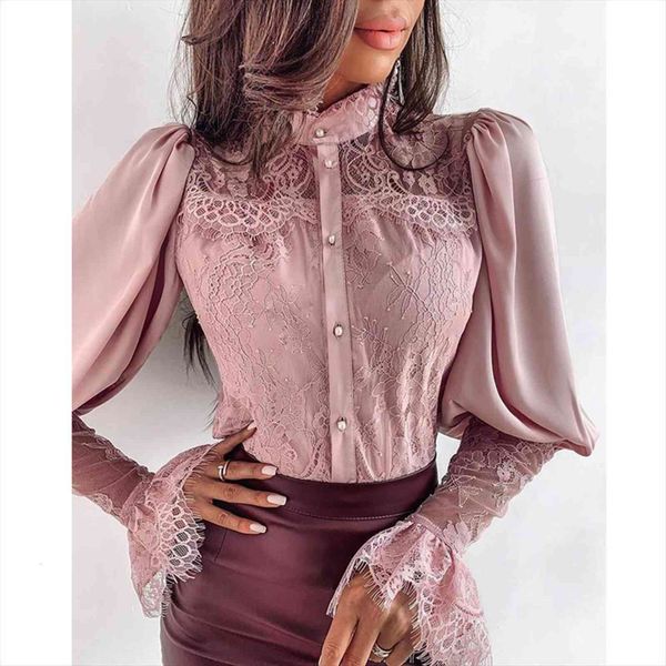 lace ruffles puff womens shirt long sleeve button down chiffon office lady elegant wear, White
lace ruffles puff womens shirt long sleeve button down chiffon office lady elegant wear, White