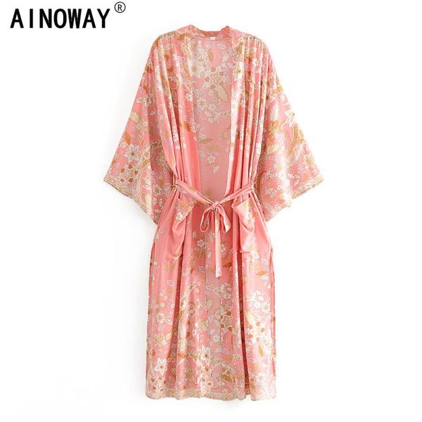 women's blouses & shirts floral print sashes bohemian vintage chic women kimono ladies v neck batwing sleeves boho maxi dress robe, White
women's blouses & shirts floral print sashes bohemian vintage chic women kimono ladies v neck batwing sleeves boho maxi dress robe, White