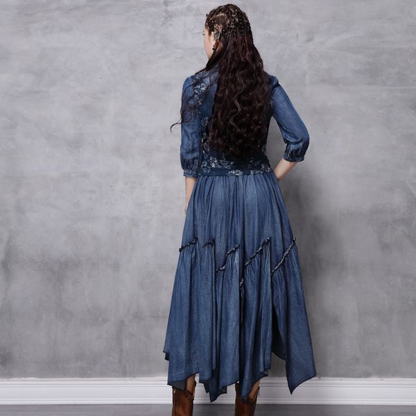 spring autumn printed irregular denim three quarters retro sleeve female dress of party ta82199 bvvn, Black;gray
spring autumn printed irregular denim three quarters retro sleeve female dress of party ta82199 bvvn, Black;gray