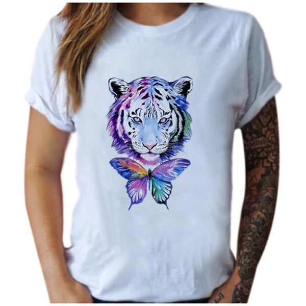 women's t-shirt t-shirts vintage animal lion butterfly print pattern trendy casual short sleeve summer woman 2021 manga corta, White
women's t-shirt t-shirts vintage animal lion butterfly print pattern trendy casual short sleeve summer woman 2021 manga corta, White