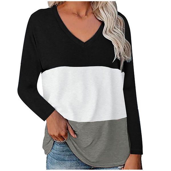 women's blouses & shirts womens and fashion casual v-neck splicing printed long-sleeved blouse blusas mujer de moda 2021, White
women's blouses & shirts womens and fashion casual v-neck splicing printed long-sleeved blouse blusas mujer de moda 2021, White