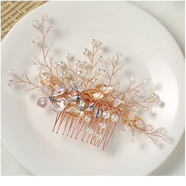 fashion wedding rose gold comb headdress pearl rhinestone hair accessories bride handmade tiara ladies prom jllqka, Silver
fashion wedding rose gold comb headdress pearl rhinestone hair accessories bride handmade tiara ladies prom jllqka, Silver