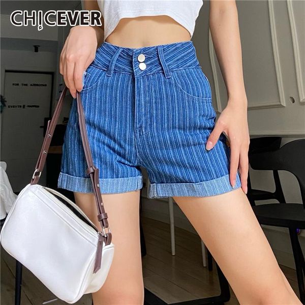 women's shorts chicever blue stripes women clothing high waist button straight loose denim minimalist 2021 fashion, White;black
women's shorts chicever blue stripes women clothing high waist button straight loose denim minimalist 2021 fashion, White;black