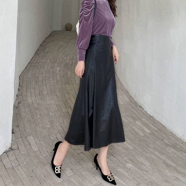 women 2021 autumn winter new fashion pu leather high waist a-line midi skirt female elegant casual slim skirts falda a496orre, Black
women 2021 autumn winter new fashion pu leather high waist a-line midi skirt female elegant casual slim skirts falda a496orre, Black
