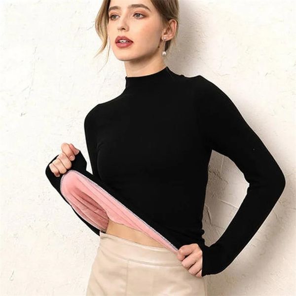 thermal underwear for women solid warm long intimates plus size turtleneck winter warm women long sleeve basic tshirt 211108, Black;pink
thermal underwear for women solid warm long intimates plus size turtleneck winter warm women long sleeve basic tshirt 211108, Black;pink