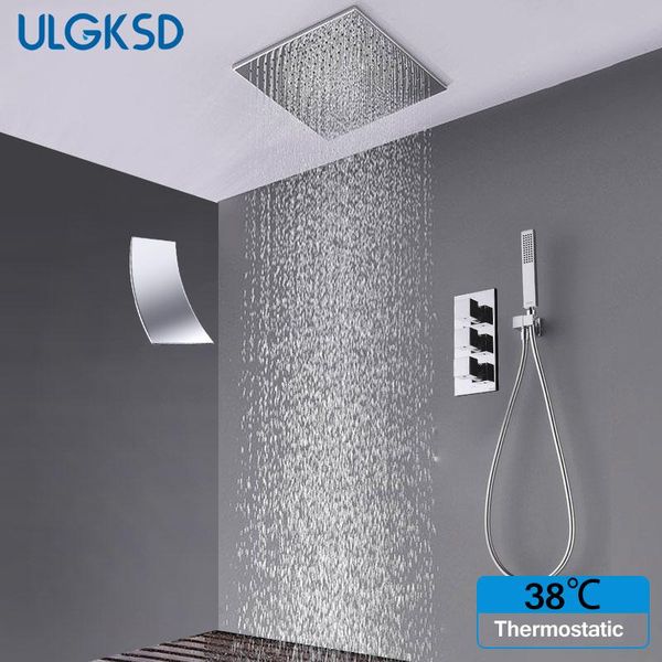 ulgksd thermostatic shower faucet set solid brass rain shower head w/ handshower mixer tap ceiling mount for bathroom
ulgksd thermostatic shower faucet set solid brass rain shower head w/ handshower mixer tap ceiling mount for bathroom