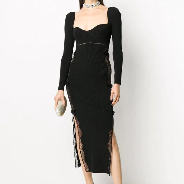 casual dresses black lace knitting dress 2021 brand long sleeve side split slim bodycon women year sweater sheath, Black;gray
casual dresses black lace knitting dress 2021 brand long sleeve side split slim bodycon women year sweater sheath, Black;gray