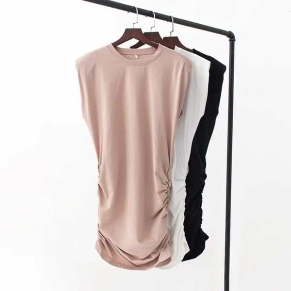 2021 color pleated summer shoulder pad dress three new women's ins trendy hip skirt, Black;gray