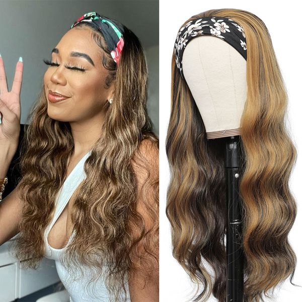 ombre blonde highlight synthetic headband wig dark roots honey blonde color body wave synthetic hair glueless wig, Black
ombre blonde highlight synthetic headband wig dark roots honey blonde color body wave synthetic hair glueless wig, Black